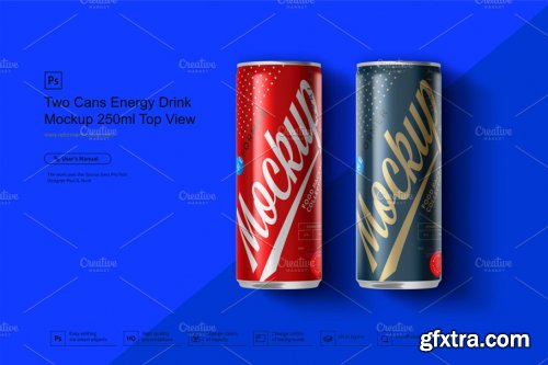 CreativeMarket - Two Cans Energy Drink Mockup 250ml 3580775