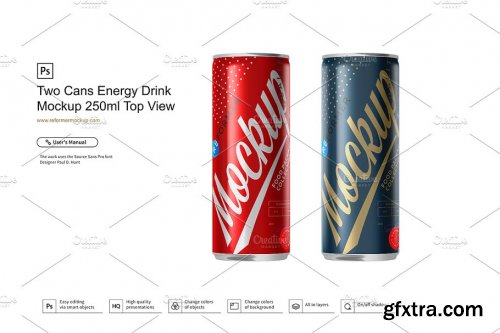 CreativeMarket - Two Cans Energy Drink Mockup 250ml 3580775