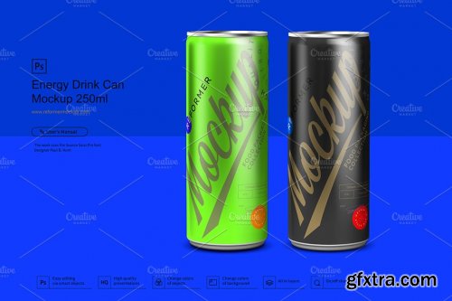 CreativeMarket - Energy Drink Can Mockup 250ml 3537092