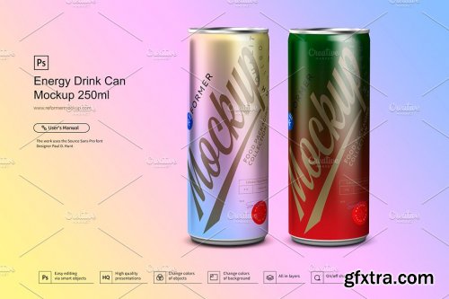 CreativeMarket - Energy Drink Can Mockup 250ml 3537092