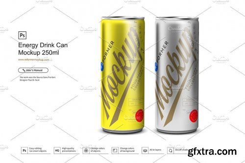 CreativeMarket - Energy Drink Can Mockup 250ml 3537092