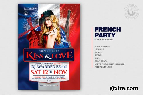 French Party Flyer Template