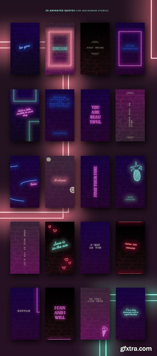 CreativeMarket - ANIMATED Instagram Story Quotes-Neon 3582084