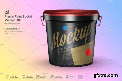 CreativeMarket - Plastic Paint Bucket Mockup 10L 3616183