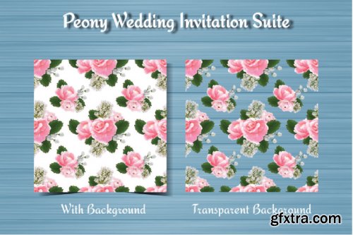 Peony Floral Wedding Invitation Suite