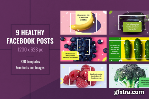 CreativeMarket - Healthy Facebook Post Templates 3341120