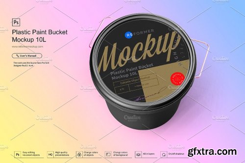 CreativeMarket - Plastic Paint Bucket Mockup 3619250