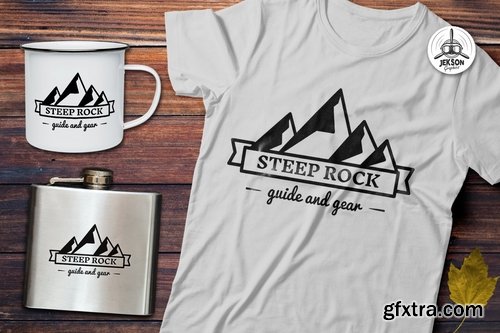 Mountain Vector Logo, Retro Camping Badge Template