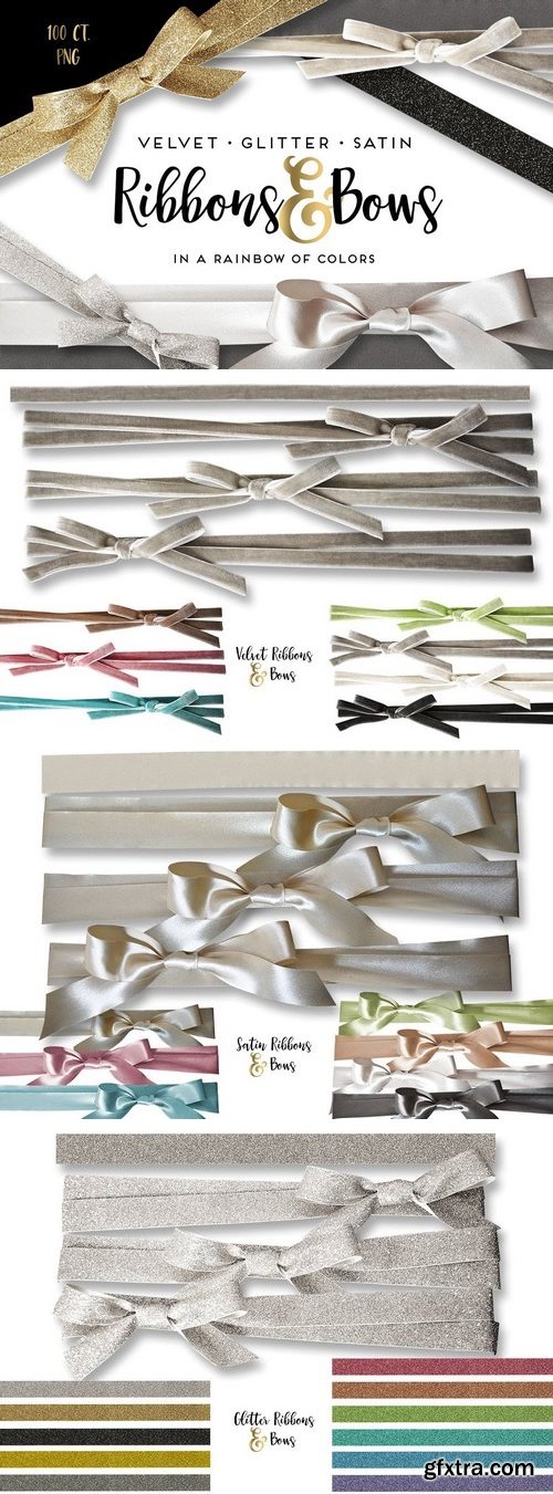 CM - Velvet Satin Glitter Ribbons & Bows 716959