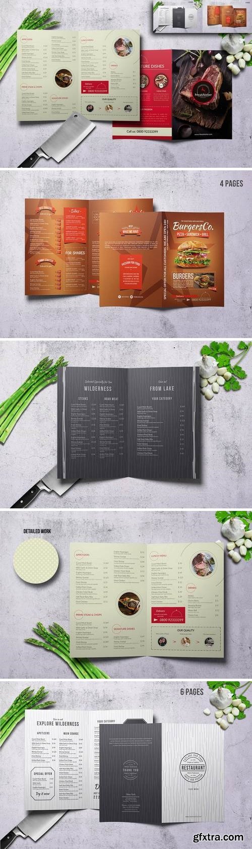 Elegant Minimal Bifold Food Menu Bundle