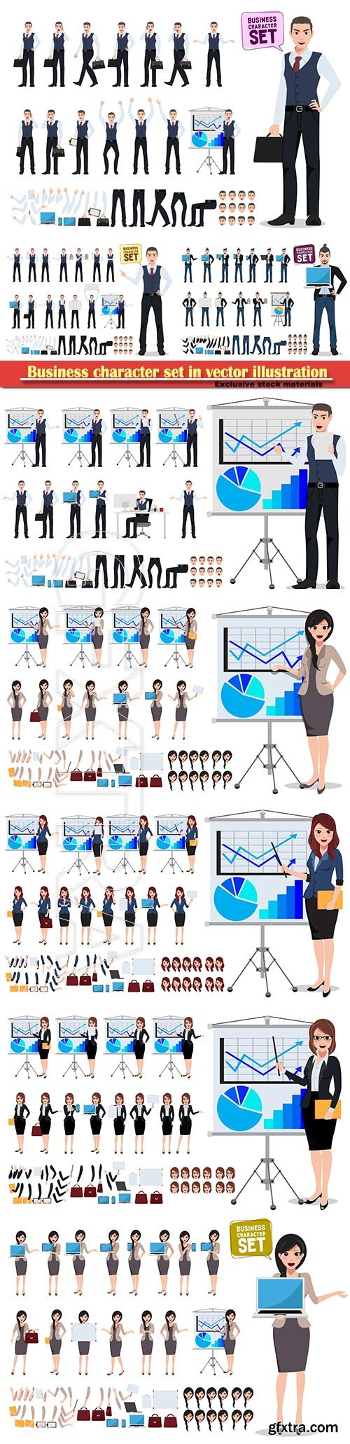Business character set in vector illustration