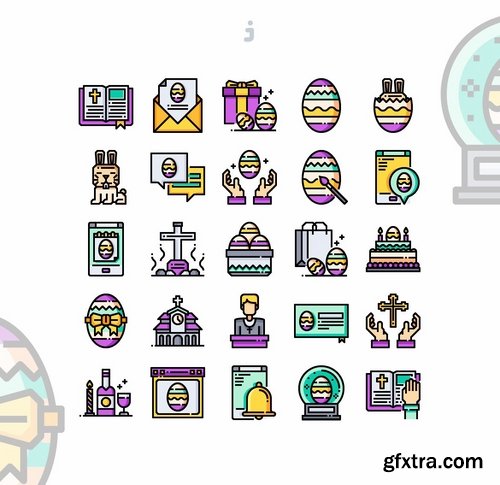 25 Easter Day Icon set