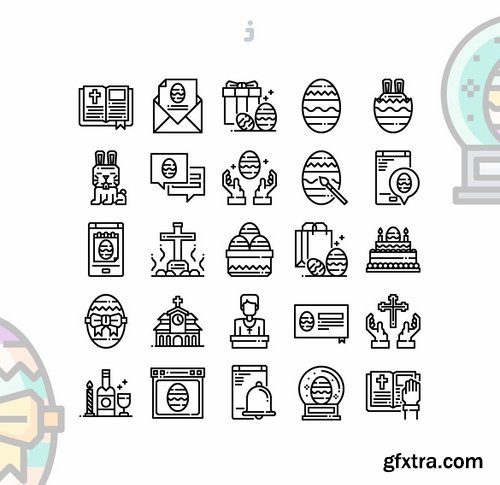 25 Easter Day Icon set