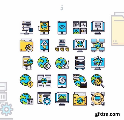 25 Networking and Database Icon set