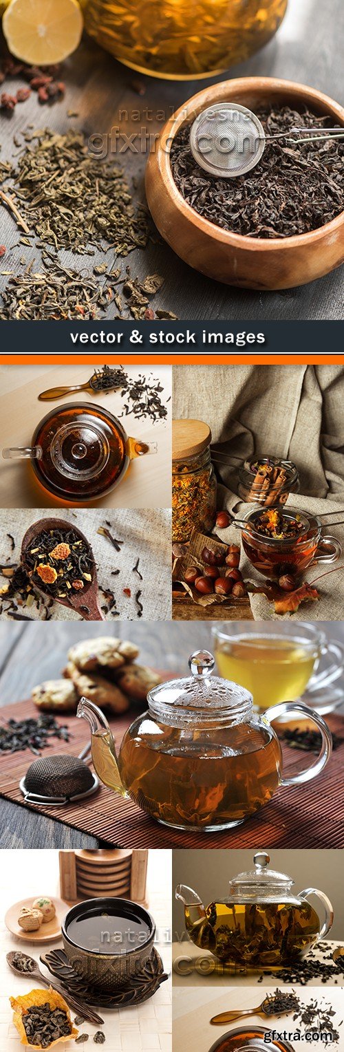 Flower tea with berries in a transparent teapot