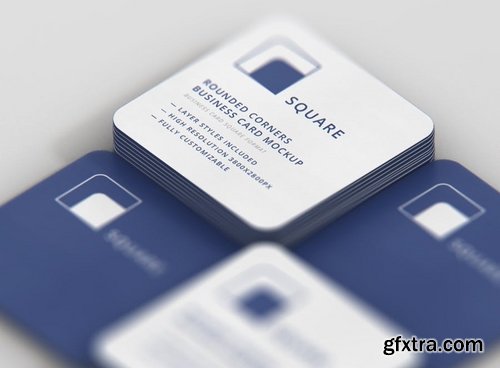 Business Card Mockup Stack Square Round Corners