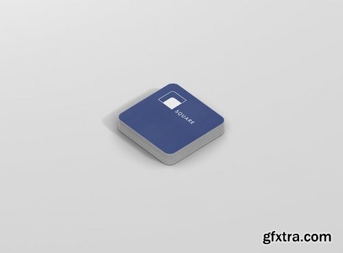 Business Card Mockup Stack Square Round Corners