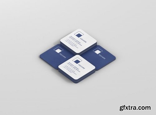 Business Card Mockup Stack Square Round Corners