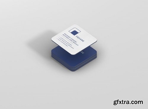 Business Card Mockup Stack Square Round Corners