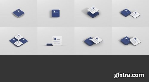 Business Card Mockup Stack Square Round Corners