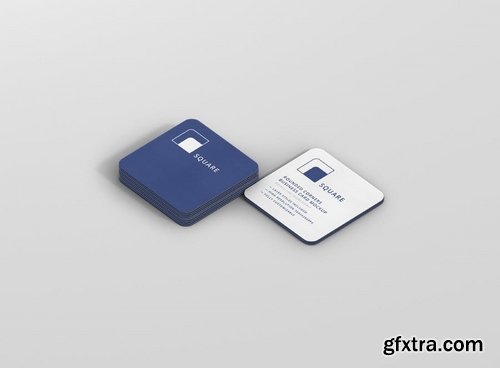 Business Card Mockup Stack Square Round Corners