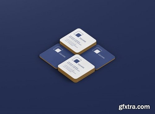 Business Card Mockup Stack Square Round Corners