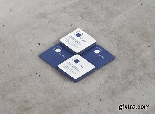 Business Card Mockup Stack Square Round Corners