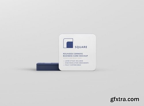 Business Card Mockup Stack Square Round Corners