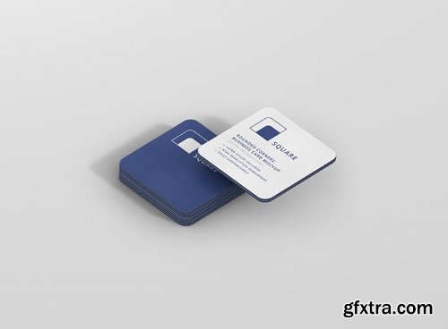 Business Card Mockup Stack Square Round Corners