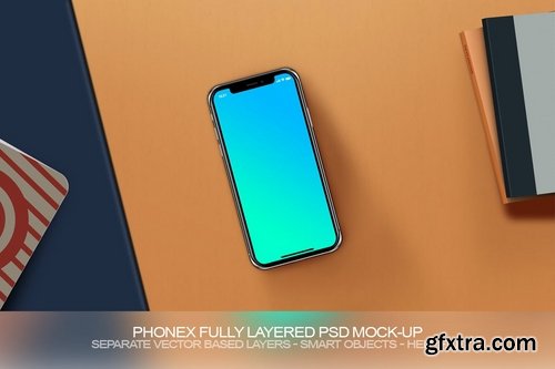 PhoneX Layered PSD Mock-Up with Background