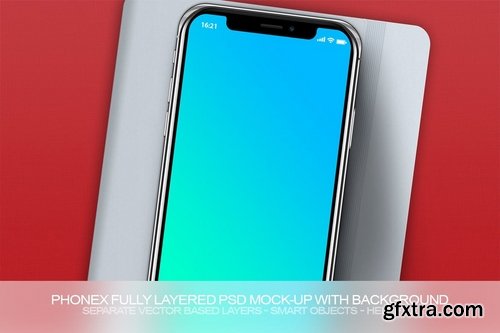 PhoneX Layered PSD Mock-Up with Background