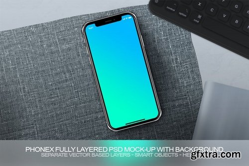 PhoneX Layered PSD Mock-Up with Background