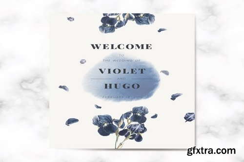 Floral wedding invitation card vector