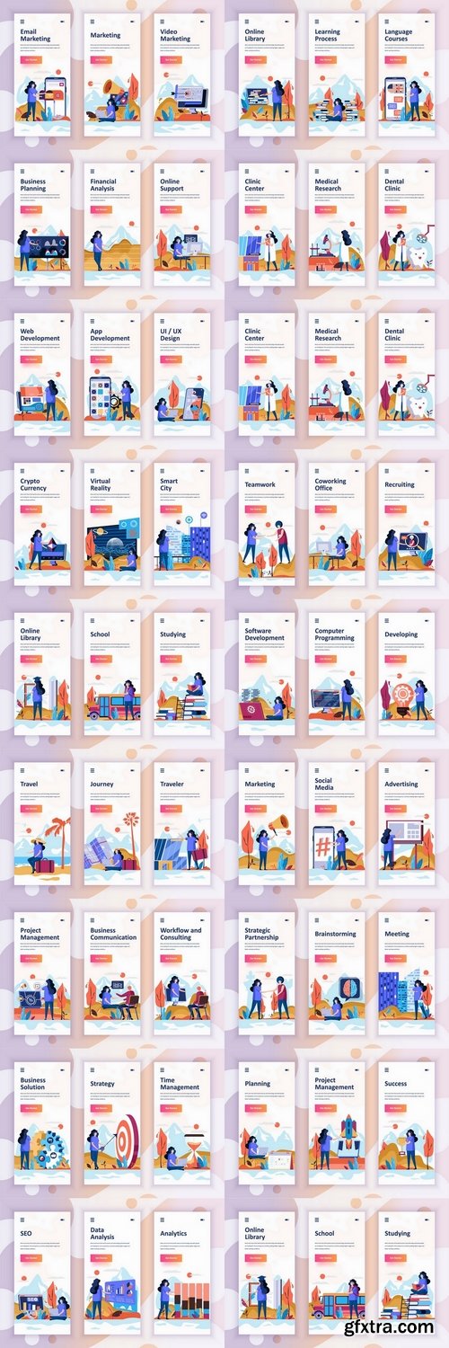 Instagram Stories Onboarding Screens Mobile App Pack