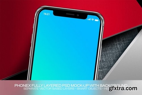 PhoneX Layered PSD Mock-Up with Background