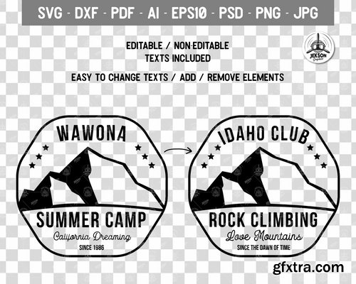 Summer Camp Logo Template, Retro California Badge