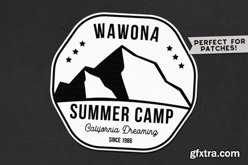 Summer Camp Logo Template, Retro California Badge
