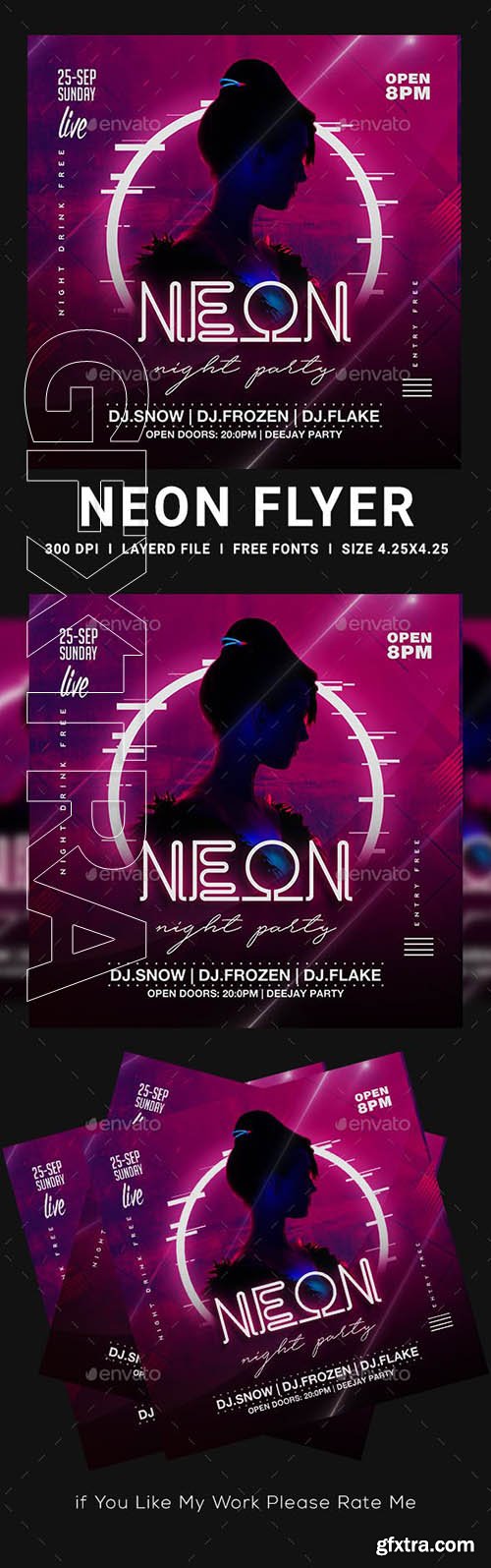 GraphicRiver - Neon Party Flyer 23537729