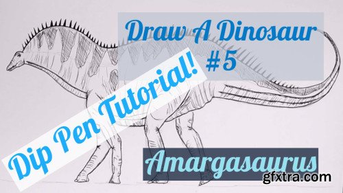 Draw a Dinosaur #5 - A Beginner Drawing Lesson Featuring Dip Pens