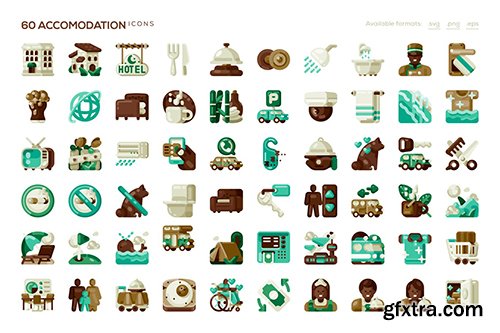 60 Accommodation Icons