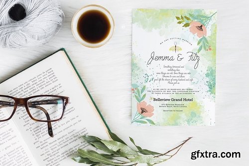 Lime Floral Wedding Invitation