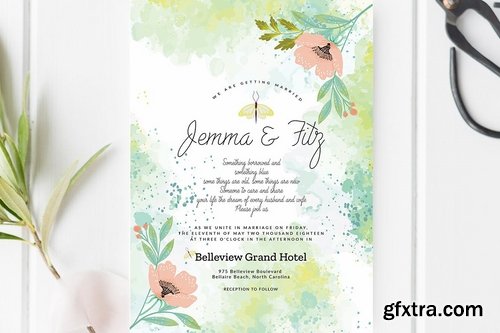 Lime Floral Wedding Invitation