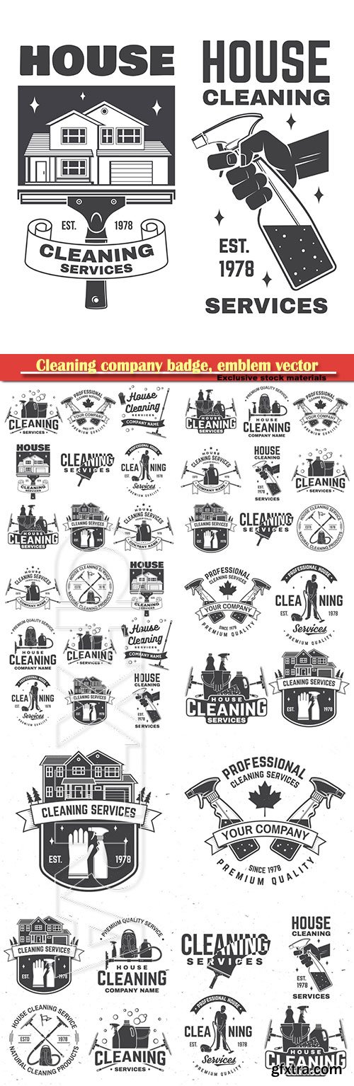 Cleaning company badge, emblem vector illustration