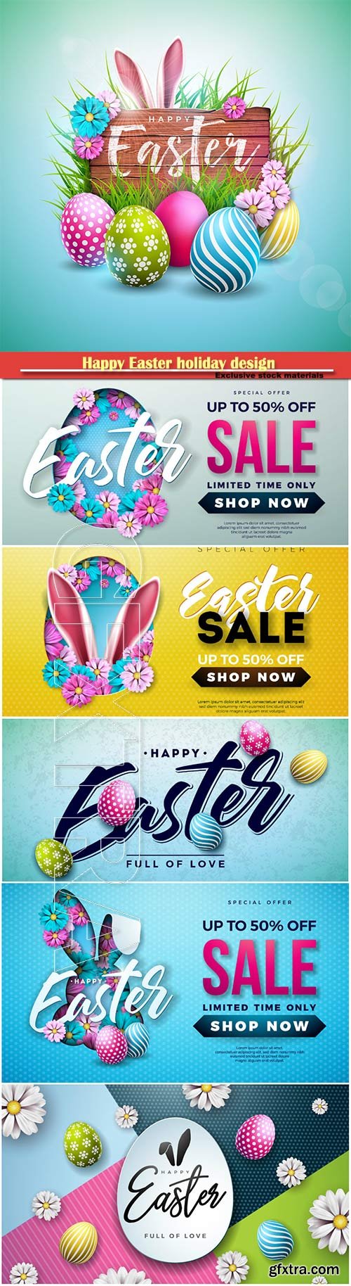 Happy Easter holiday design with painted egg vector illustration