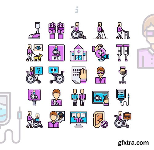 25 Disabled People Icon set