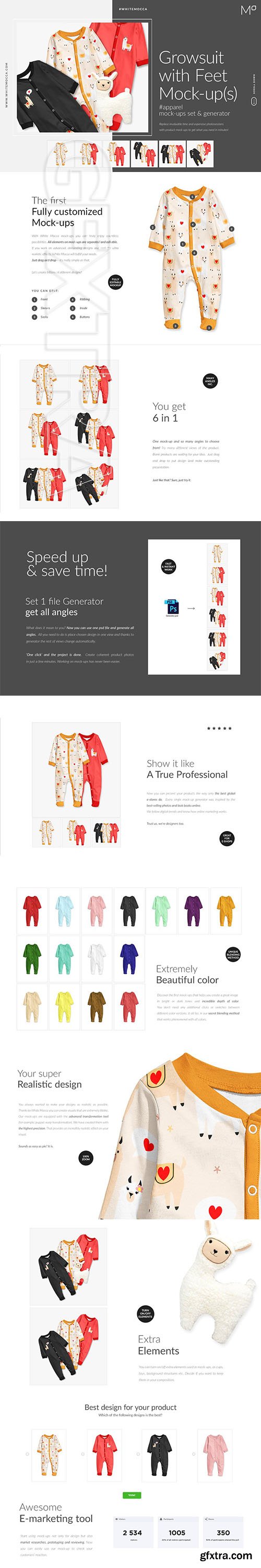 CreativeMarket - Growsuit with Feet Mock-ups Set 3474133