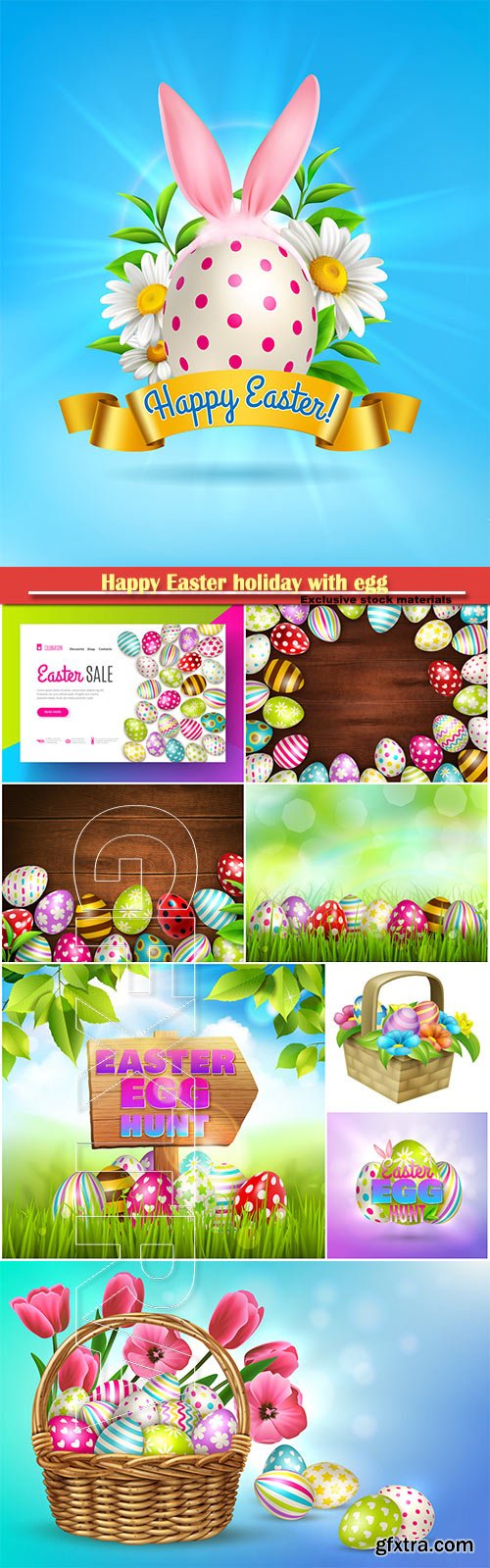 Happy Easter holiday with egg and spring flower vector illustration