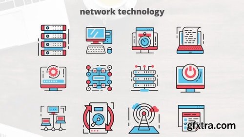 MotionArray Network Technology - Flat Animation Icons 204449