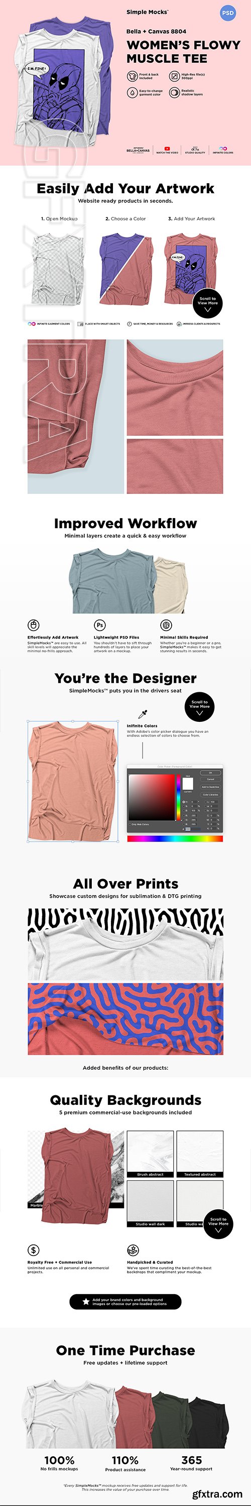 CreativeMarket - Rolled Cuff Muscle Tee Mockup 3493913