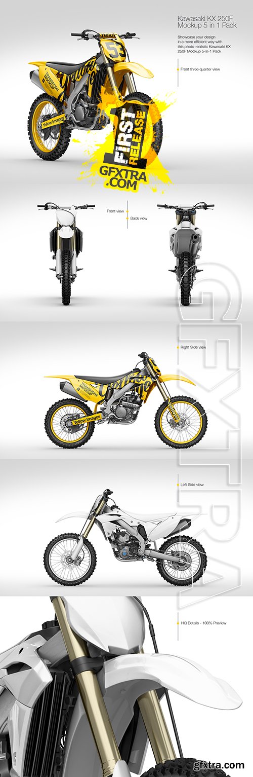 Kawasaki KX 250F Mockup 5-in-1 Pack